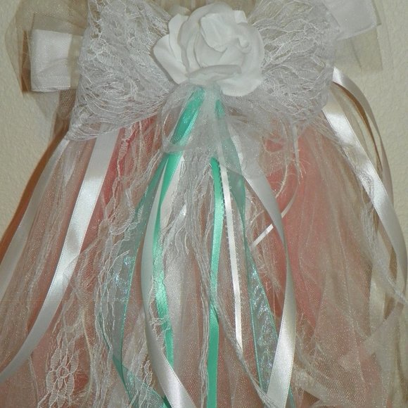 5 White Flower Lace Pink Wedding Pew Party Decor - Picture 10 of 11